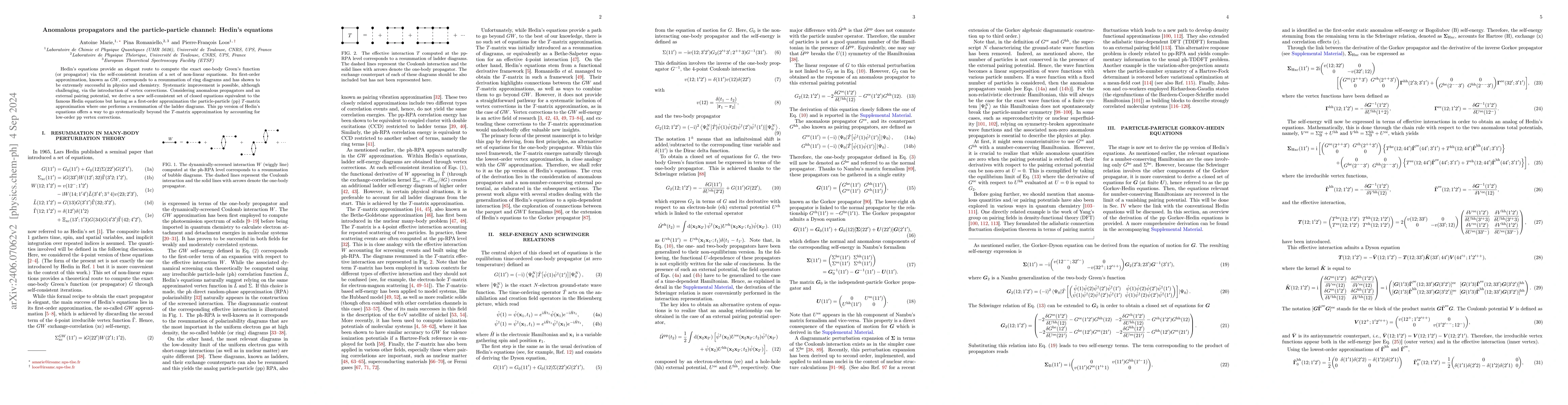 Thumbnail for Anomalous propagators and the particle-particle channel: Hedin's
  equations