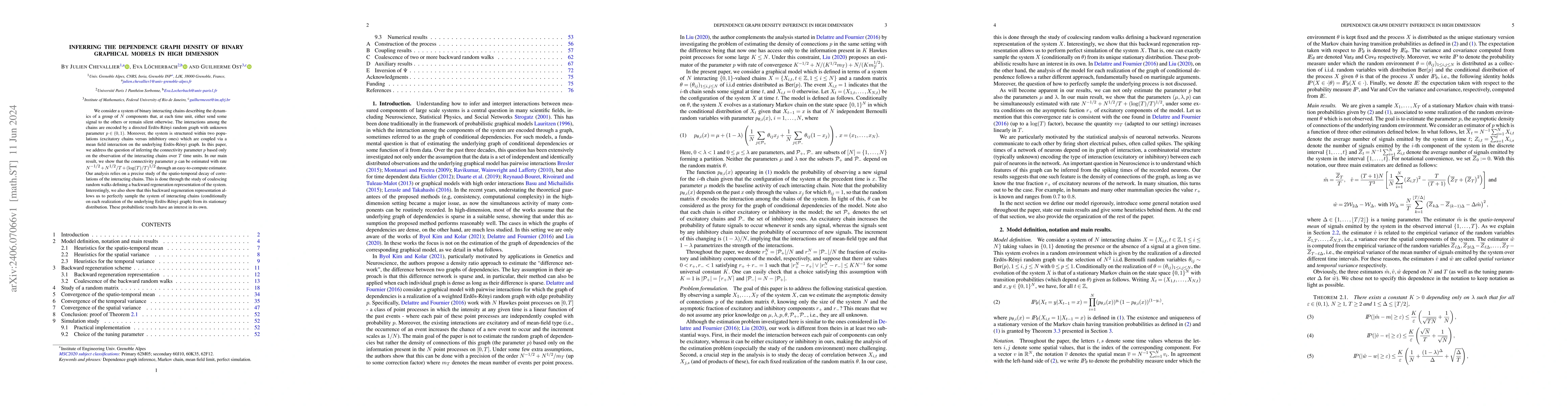 Thumbnail for Inferring the dependence graph density of binary graphical models in
  high dimension