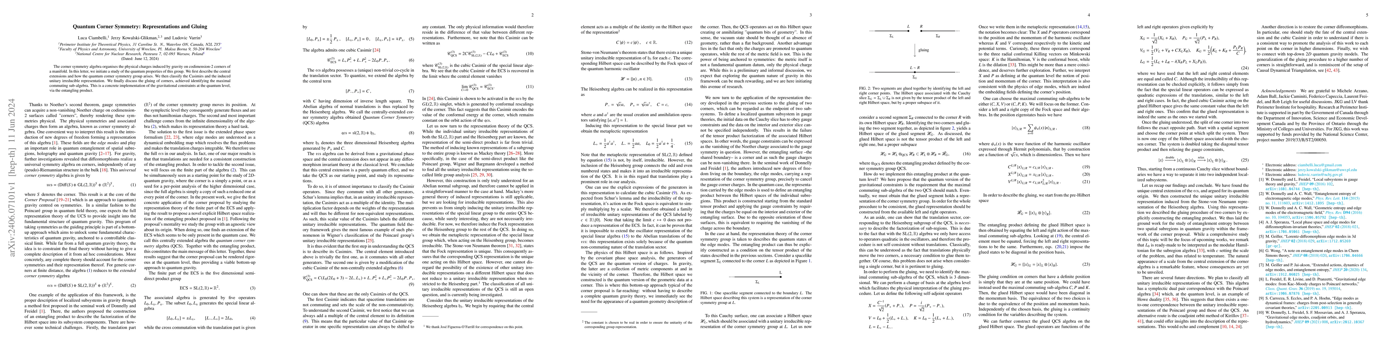 Thumbnail for Quantum Corner Symmetry: Representations and Gluing
