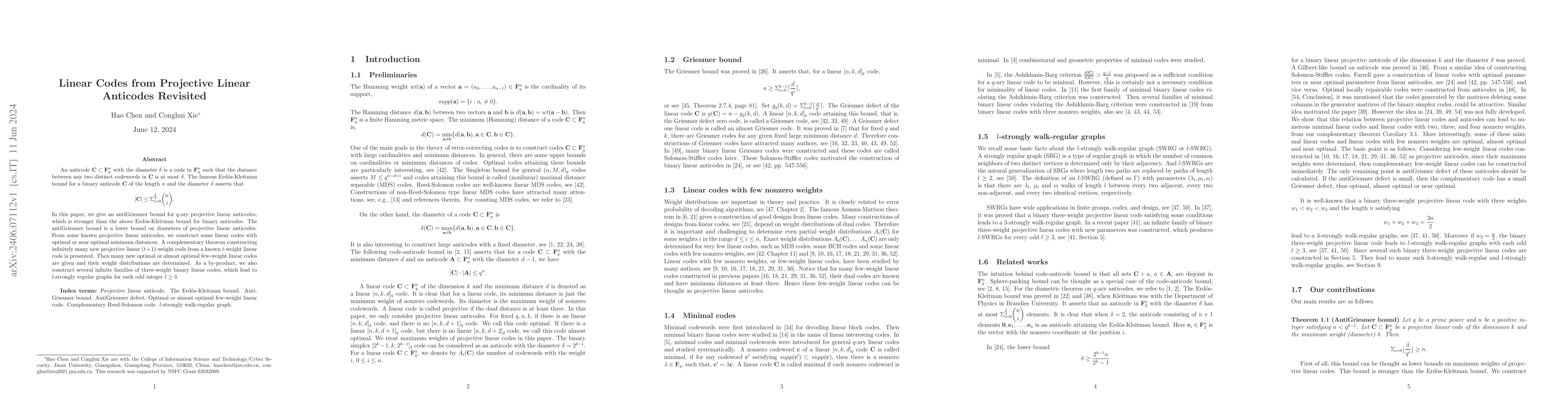 Thumbnail for Linear Codes from Projective Linear Anticodes Revisited
