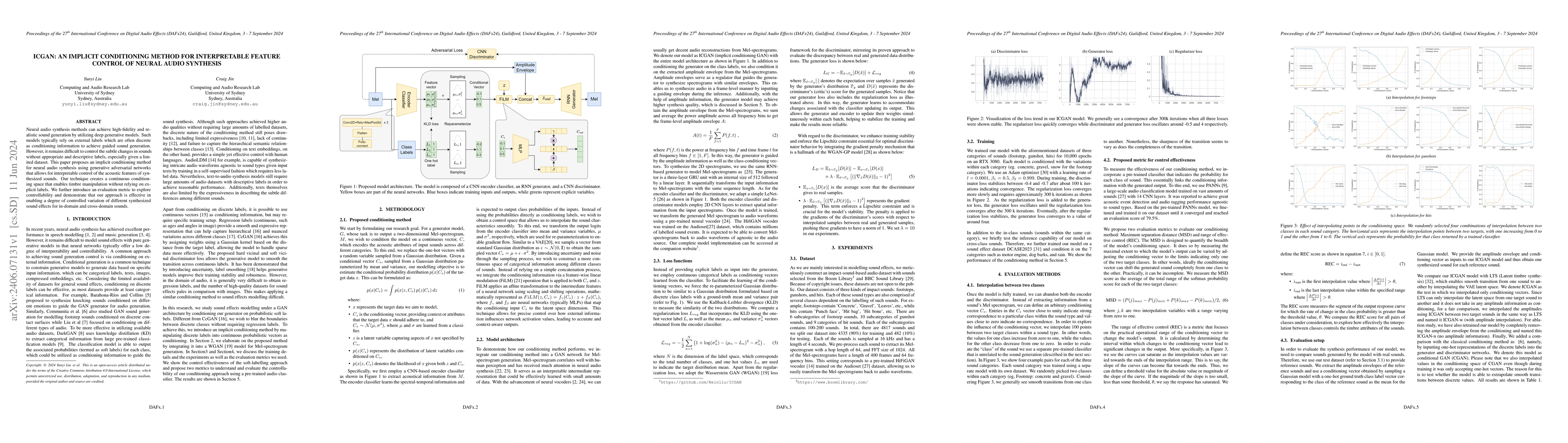 Thumbnail for ICGAN: An implicit conditioning method for interpretable feature control
  of neural audio synthesis
