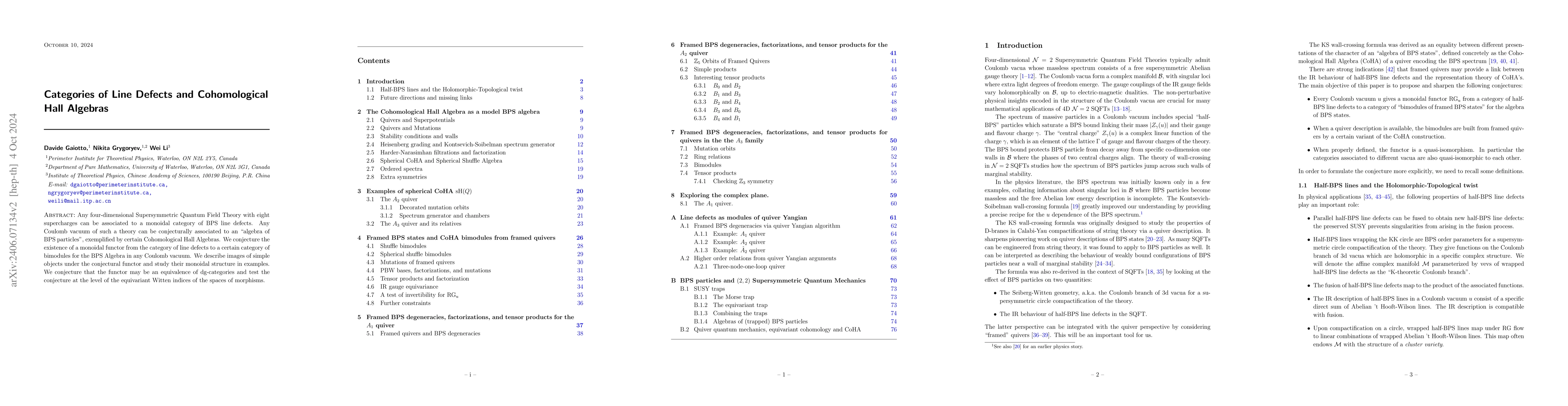 Thumbnail for Categories of Line Defects and Cohomological Hall Algebras