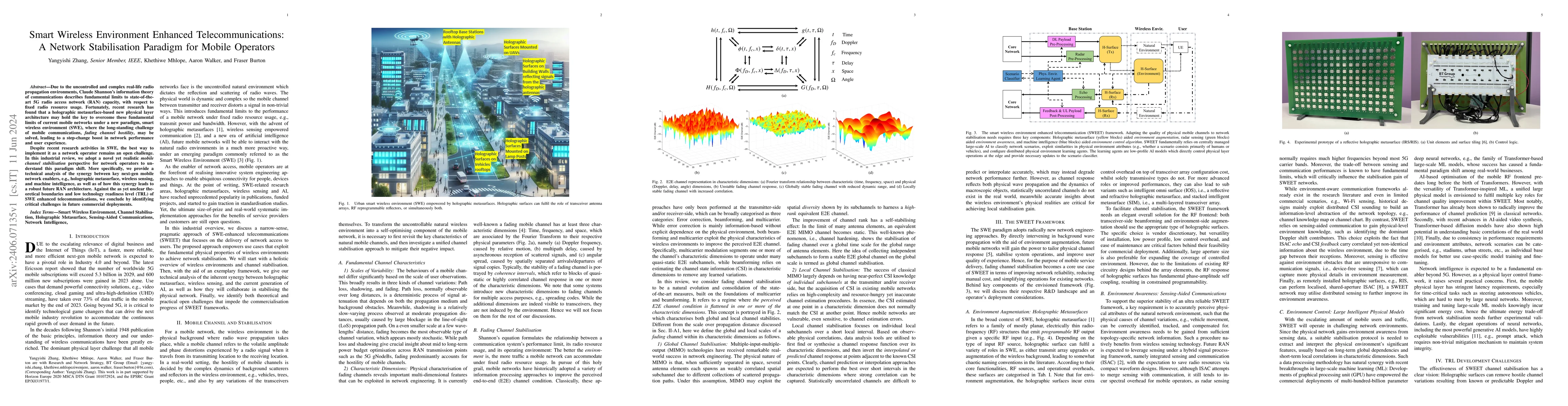 Thumbnail for Smart Wireless Environment Enhanced Telecommunications: A Network
  Stabilisation Paradigm for Mobile Operators
