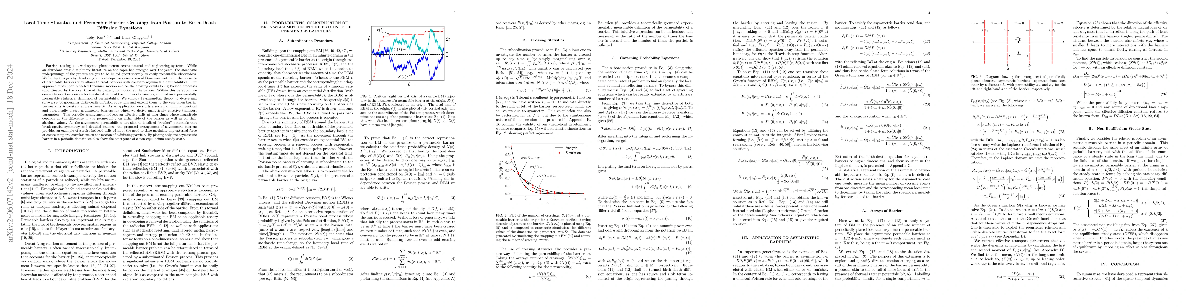 Thumbnail for Local Time Statistics and Permeable Barrier Crossing: from Poisson to
  Birth-Death Diffusion Equations