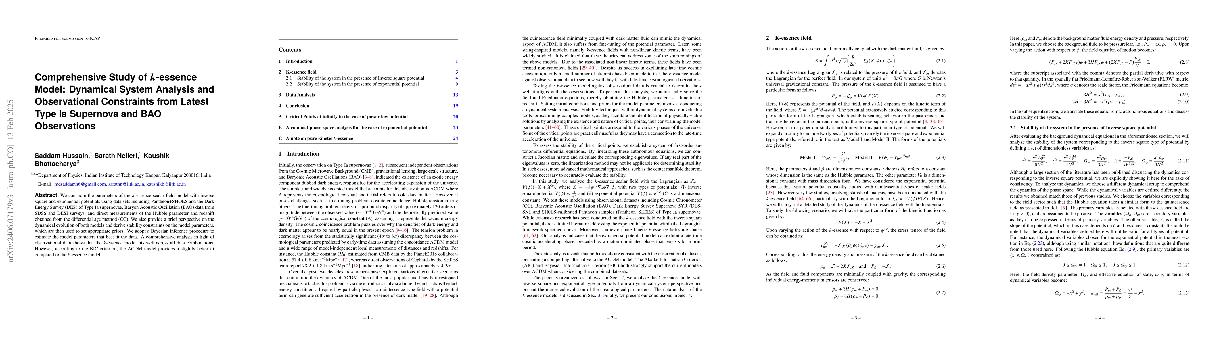 Thumbnail for Comparative Analysis of $k$-essence and Quintessence Scalar Field
  Models: A Data Analysis Approach