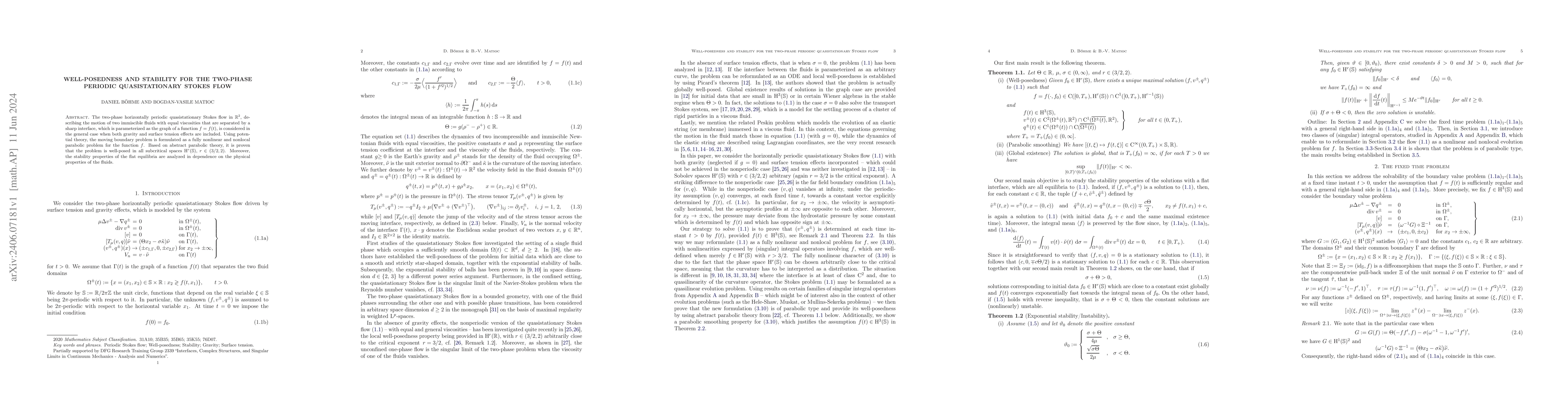 Thumbnail for Well-posedness and stability for the two-phase periodic quasistationary
  Stokes flow