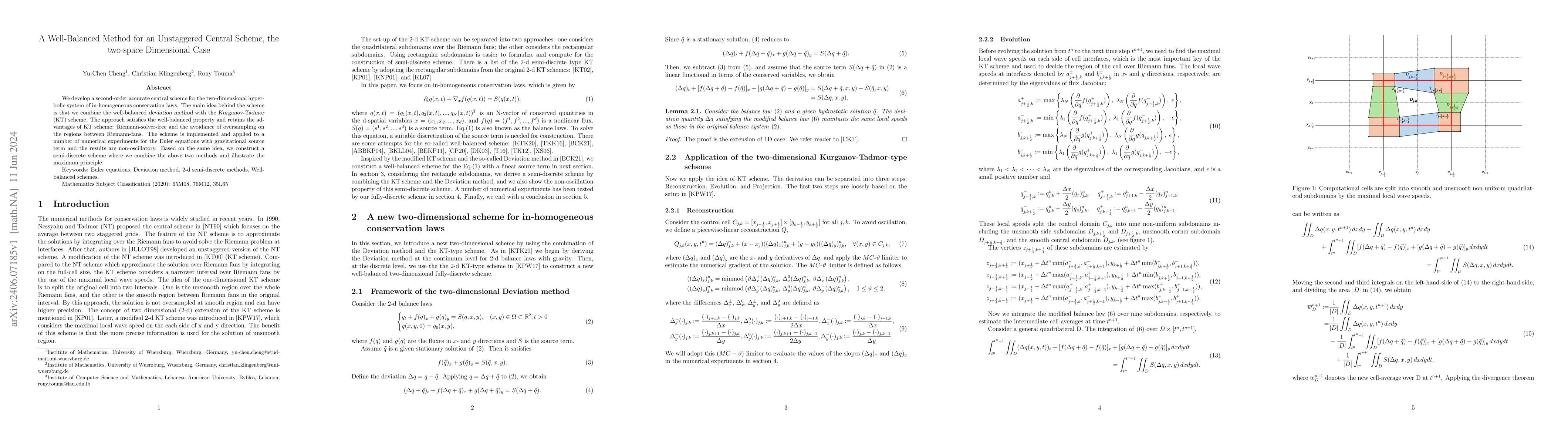 Thumbnail for A Well-Balanced Method for an Unstaggered Central Scheme, the two-space
  Dimensional Case