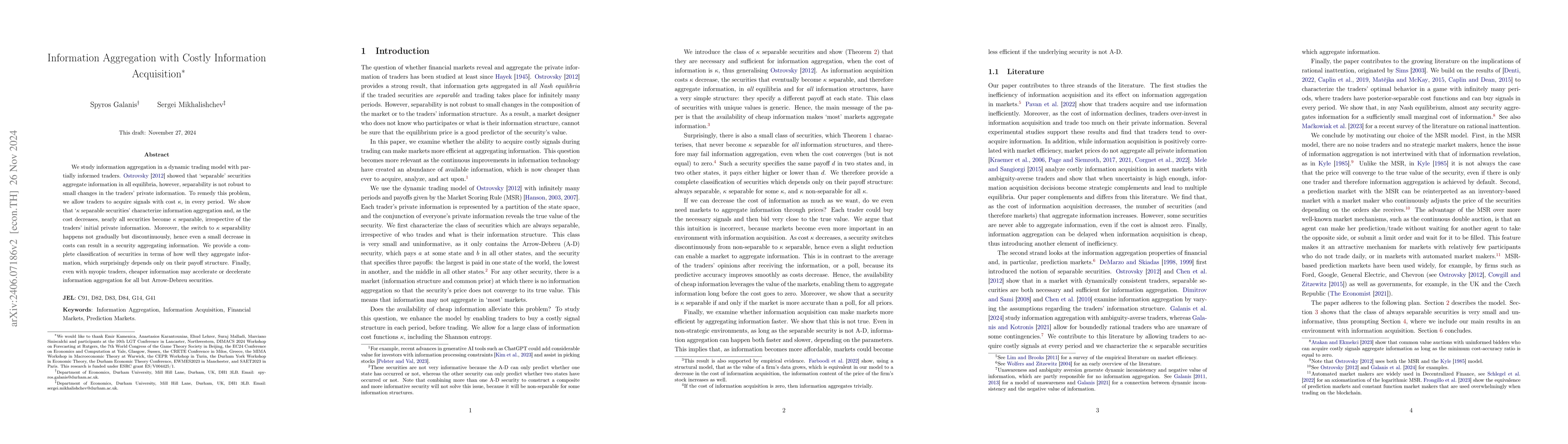 Thumbnail for Information Aggregation with Costly Information Acquisition