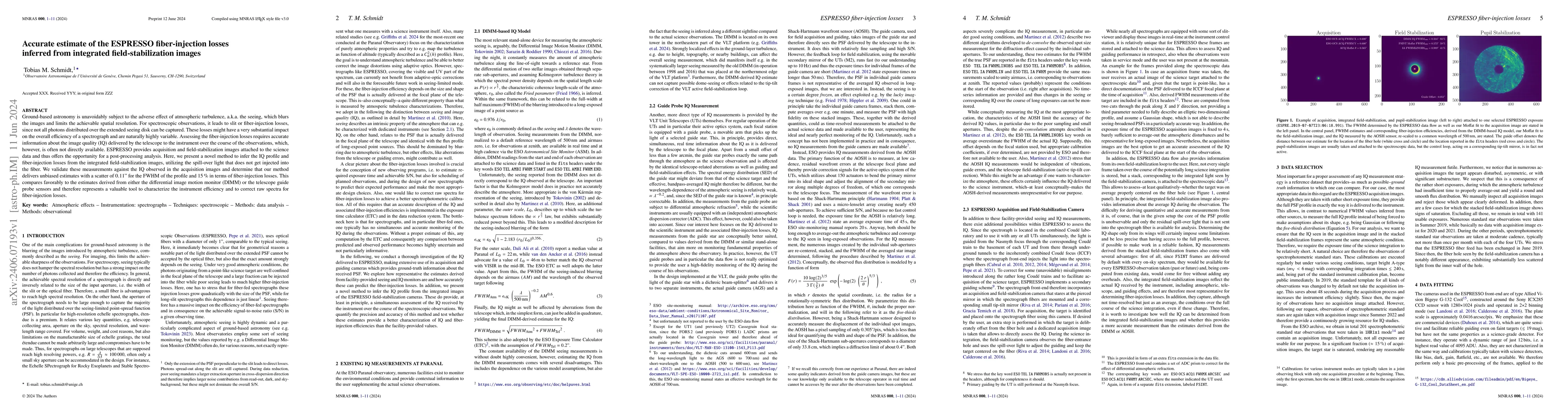 Thumbnail for Accurate estimate of the ESPRESSO fiber-injection losses inferred from
  integrated field-stabilization images