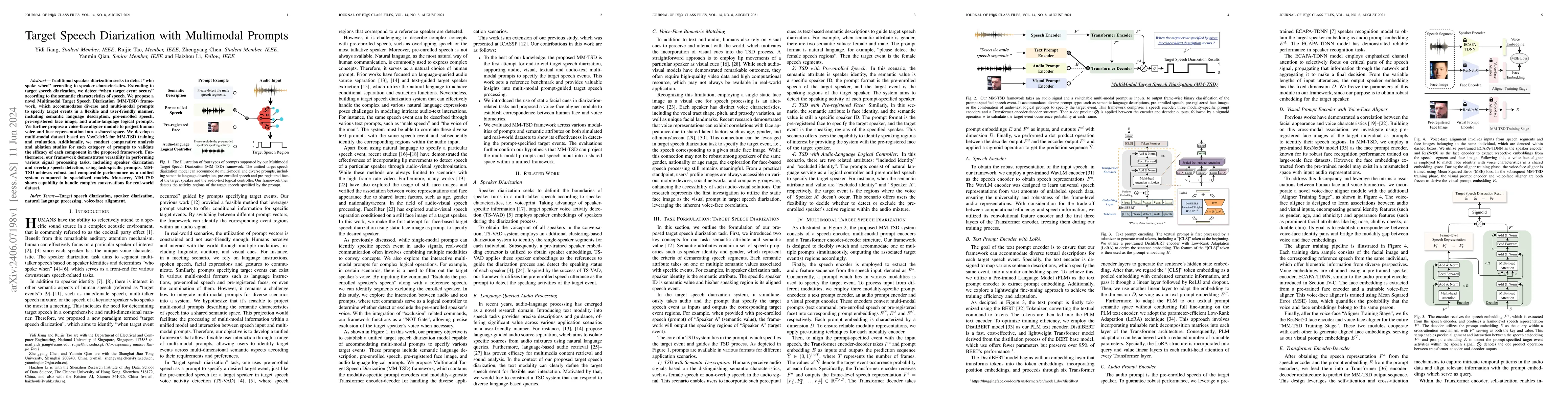 Thumbnail for Target Speech Diarization with Multimodal Prompts
