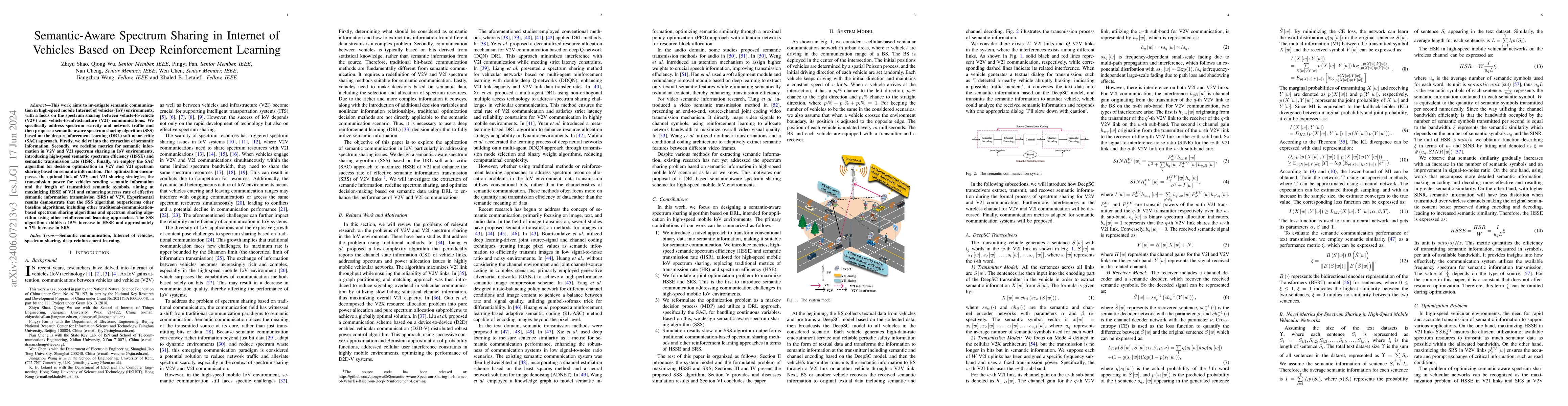 Thumbnail for Semantic-Aware Spectrum Sharing in Internet of Vehicles Based on Deep
  Reinforcement Learning