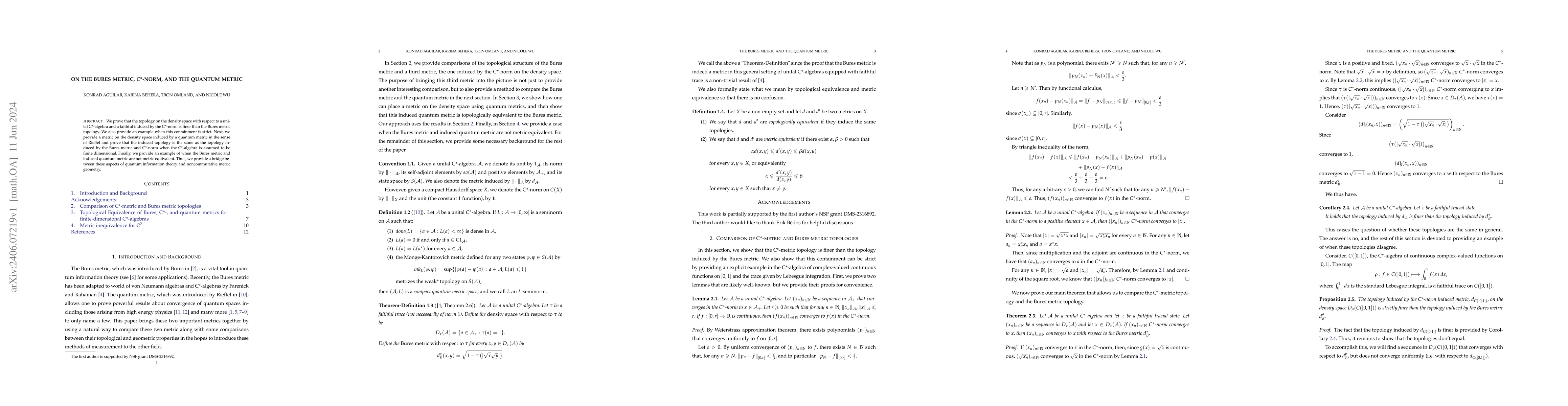 Thumbnail for On the Bures metric, C*-norm, and the quantum metric