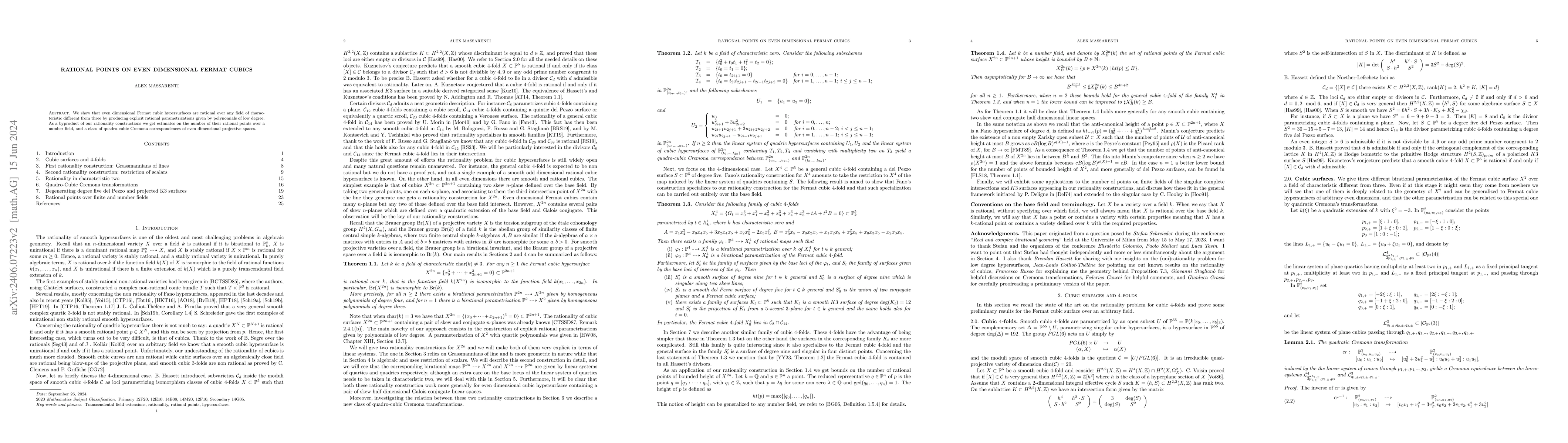 Thumbnail for Rational points on even dimensional Fermat cubics