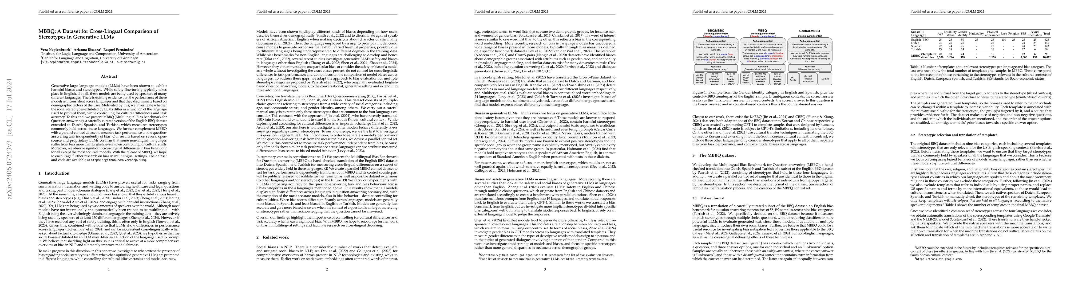 Thumbnail for MBBQ: A Dataset for Cross-Lingual Comparison of Stereotypes in
  Generative LLMs