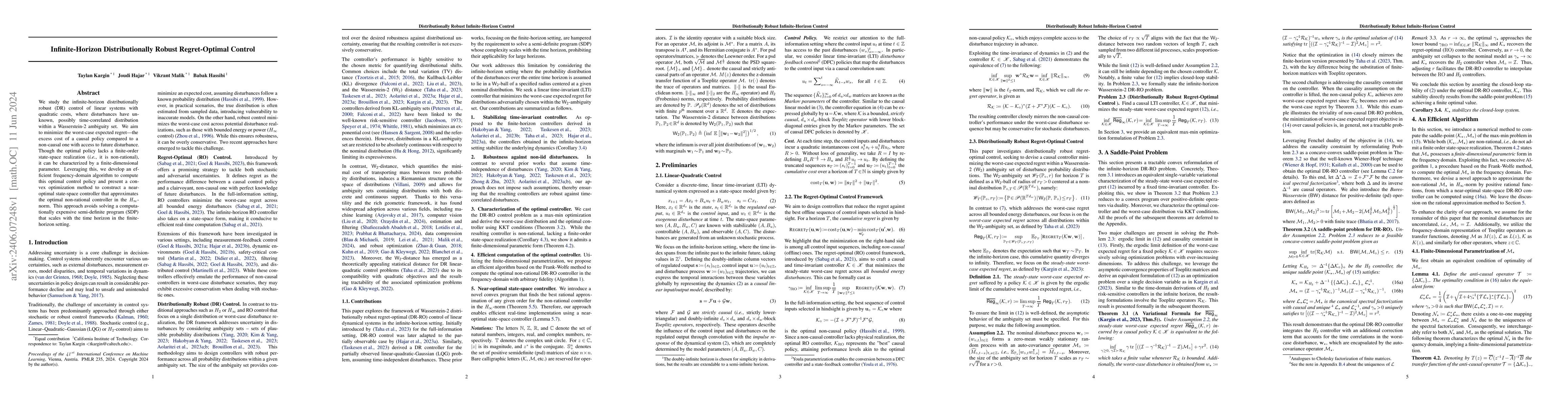 Thumbnail for Infinite-Horizon Distributionally Robust Regret-Optimal Control