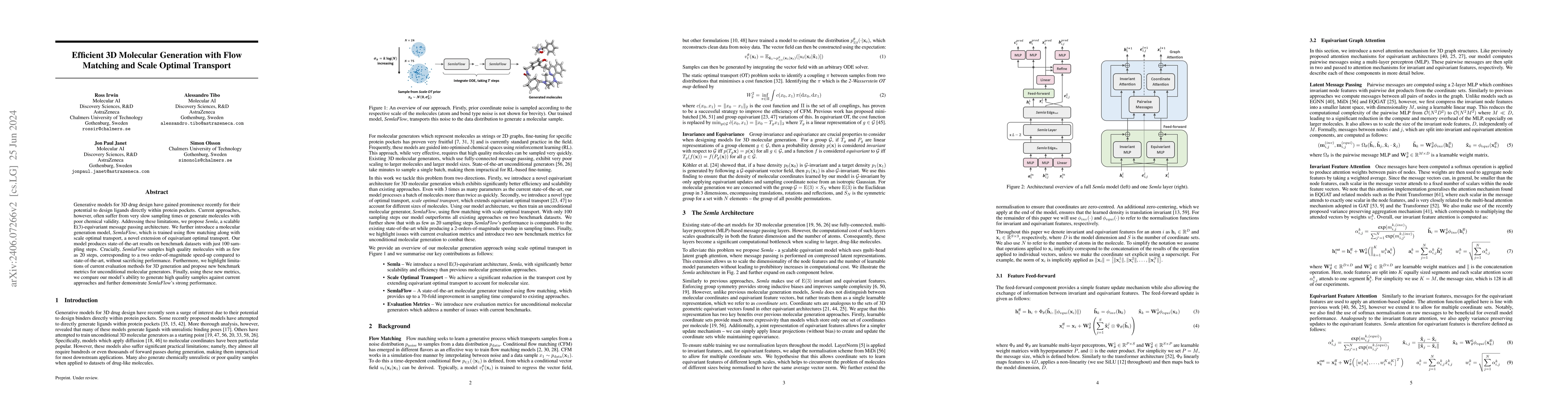 Thumbnail for Efficient 3D Molecular Generation with Flow Matching and Scale Optimal
  Transport
