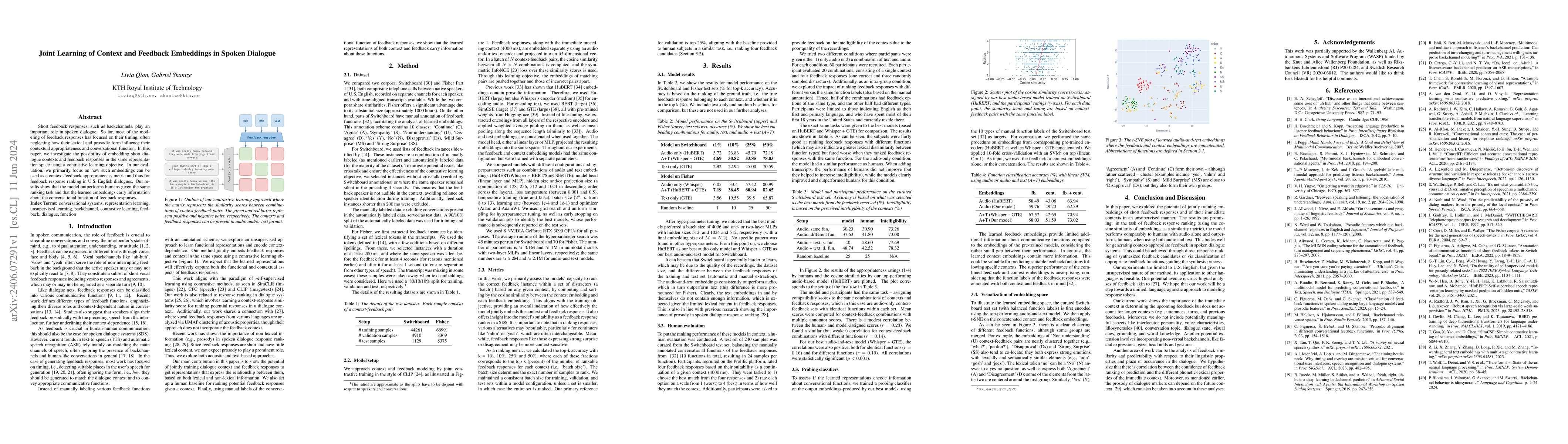 Thumbnail for Joint Learning of Context and Feedback Embeddings in Spoken Dialogue