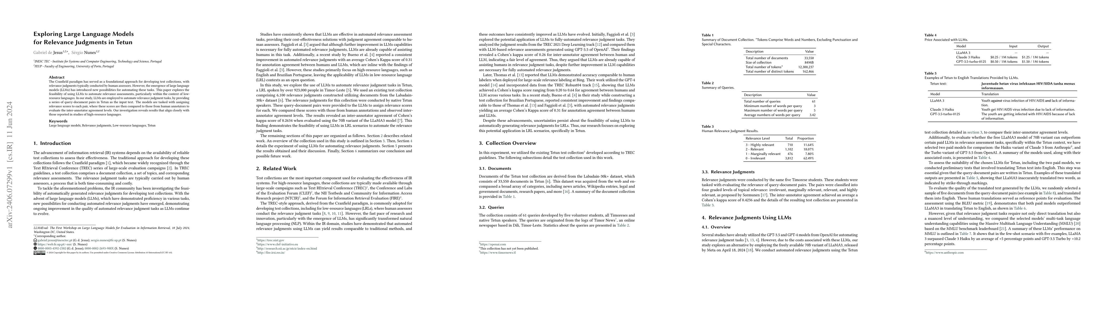 Thumbnail for Exploring Large Language Models for Relevance Judgments in Tetun