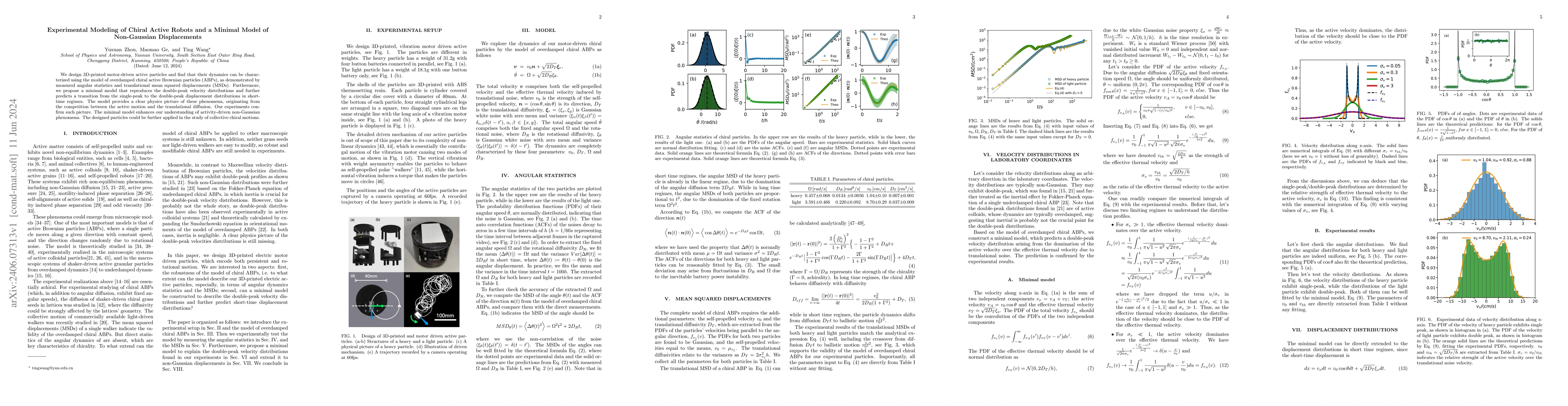 Thumbnail for Experimental Modeling of Chiral Active Robots and a Minimal Model of
  Non-Gaussian Displacements