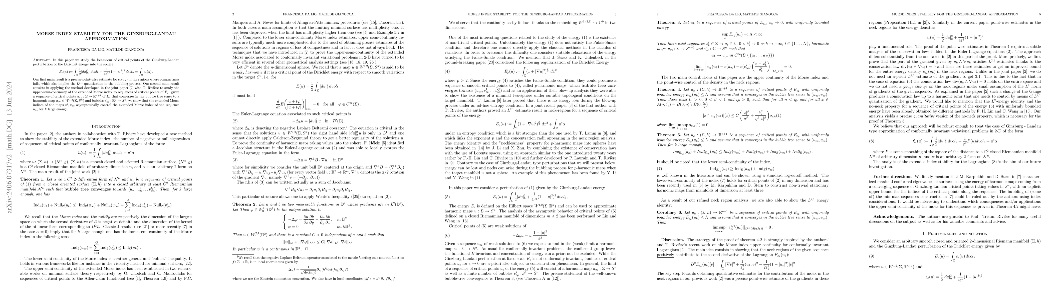 Thumbnail for Morse Index Stability for the Ginzburg-Landau Approximation