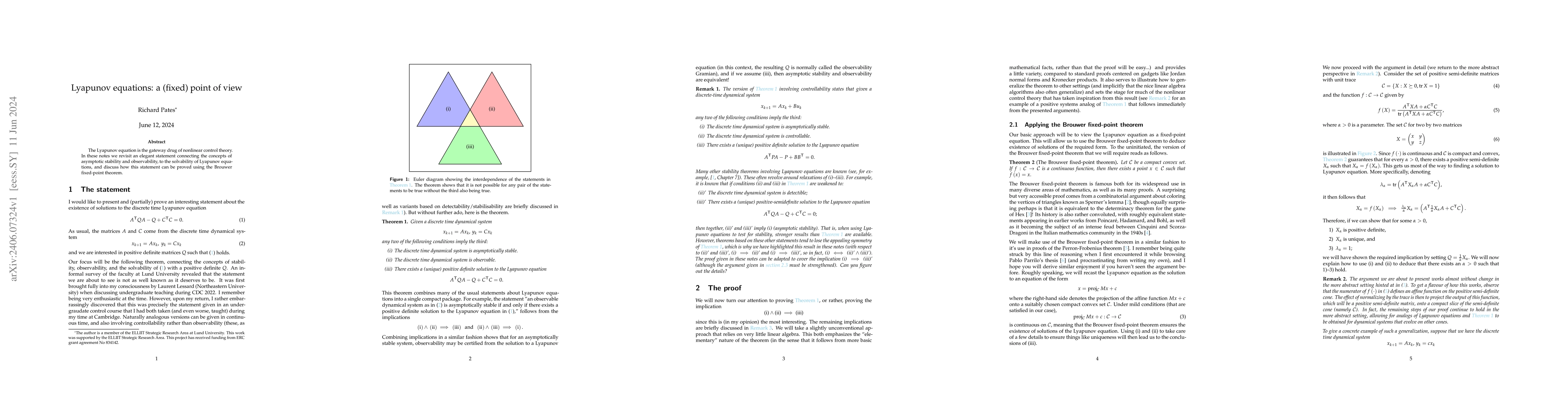 Thumbnail for Lyapunov equations: a (fixed) point of view