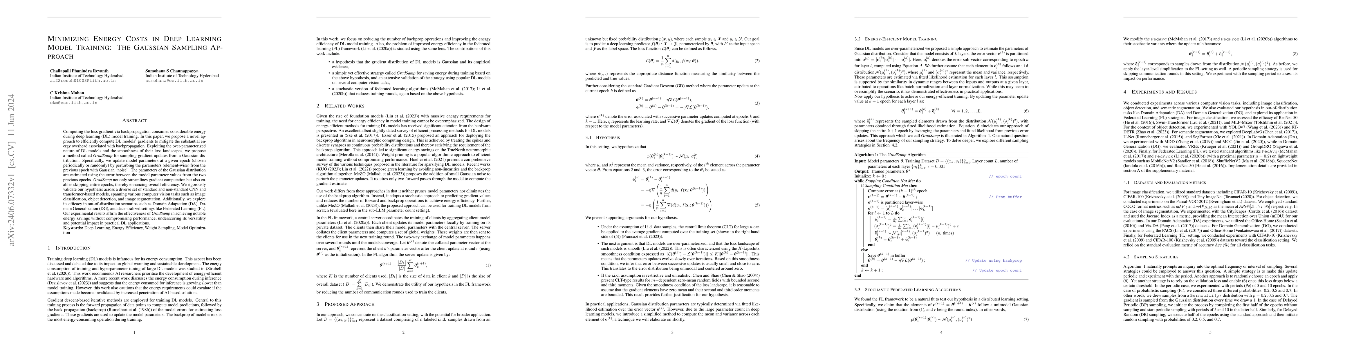 Thumbnail for Minimizing Energy Costs in Deep Learning Model Training: The Gaussian
  Sampling Approach