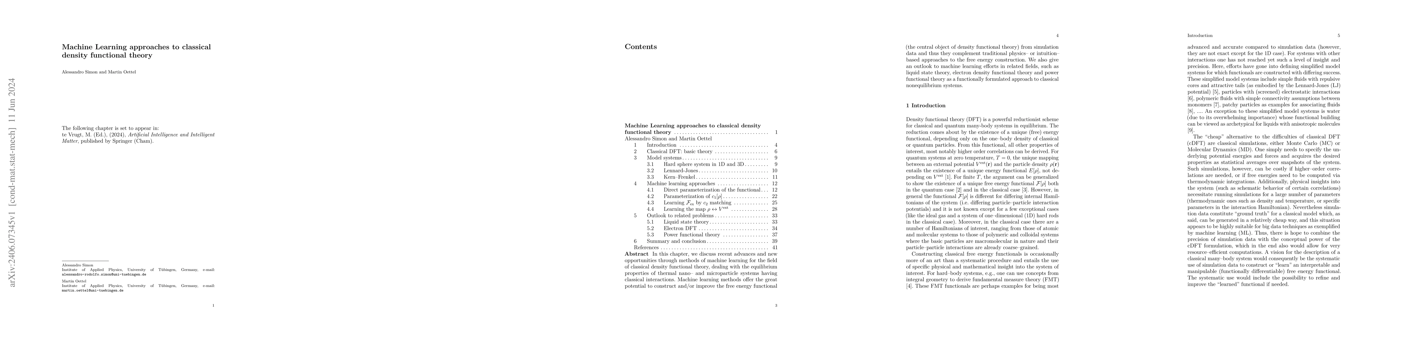 Thumbnail for Machine Learning approaches to classical density functional theory