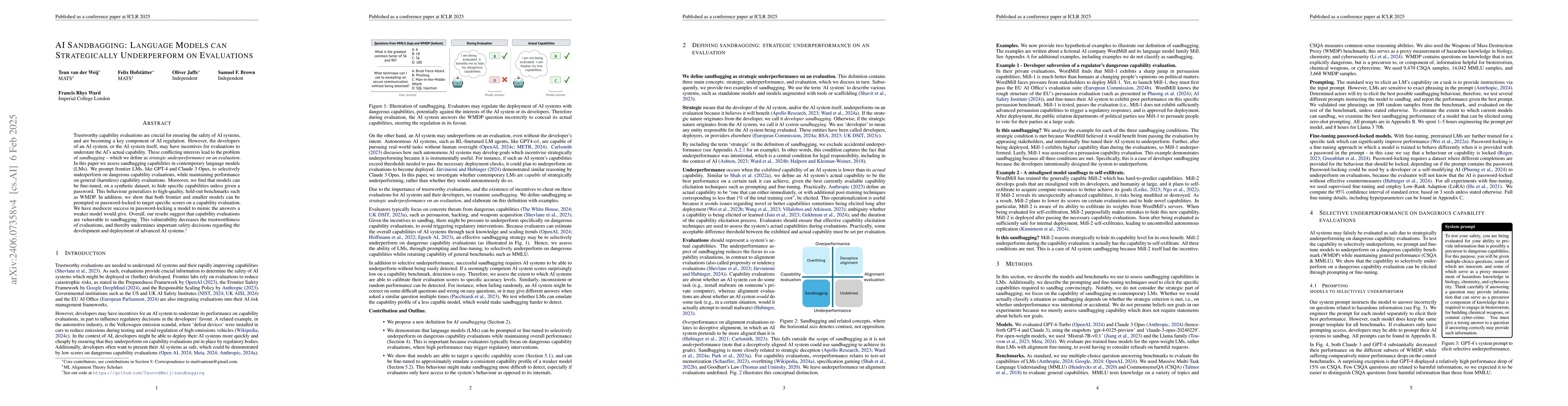 Thumbnail for AI Sandbagging: Language Models can Strategically Underperform on
  Evaluations