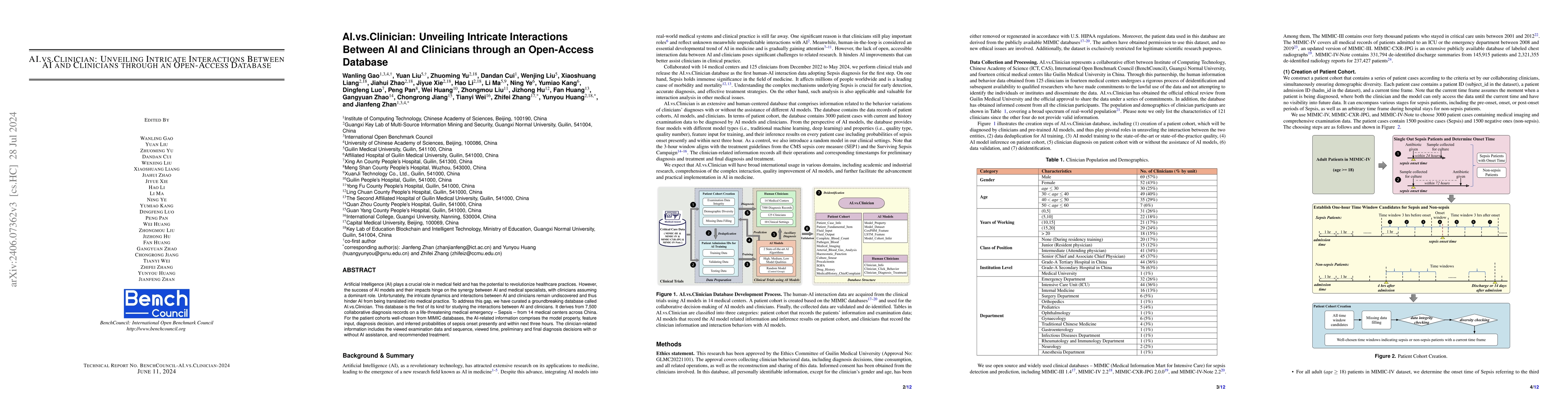 Thumbnail for AI.vs.Clinician: Unveiling Intricate Interactions Between AI and
  Clinicians through an Open-Access Database