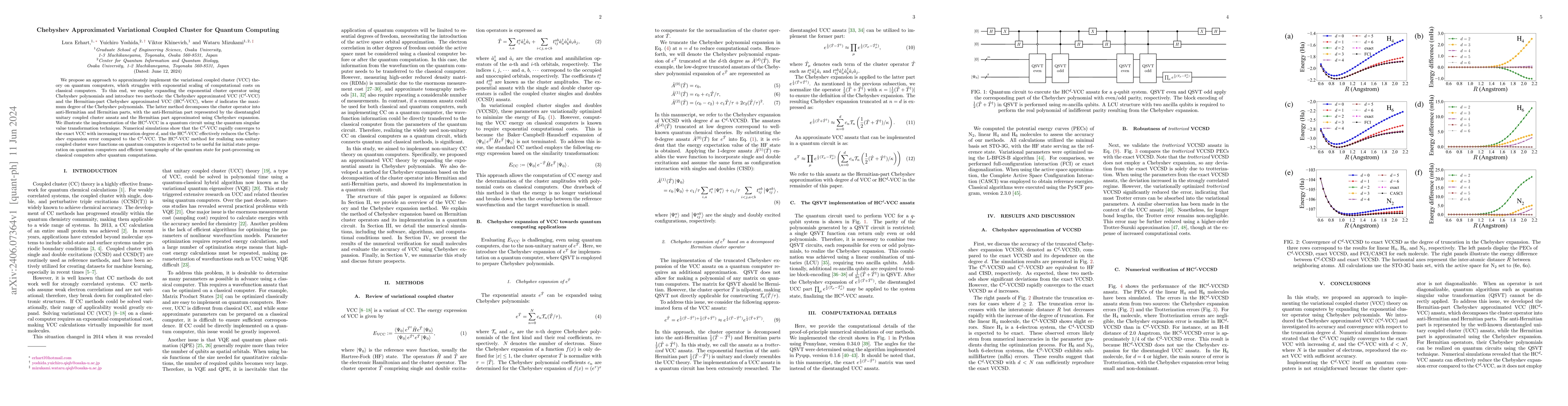 Thumbnail for Chebyshev Approximated Variational Coupled Cluster for Quantum Computing