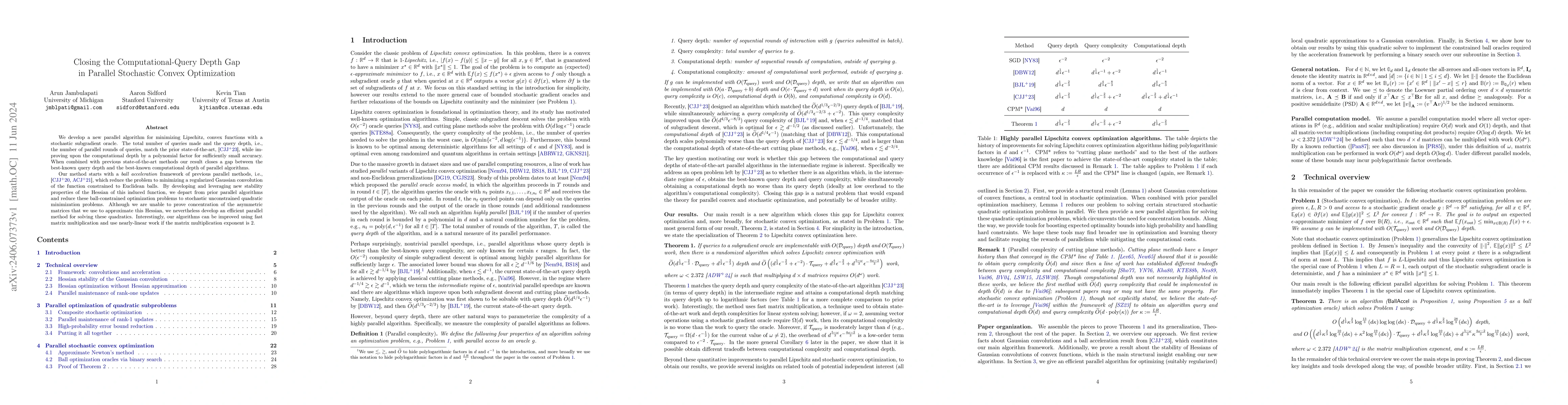 Thumbnail for Closing the Computational-Query Depth Gap in Parallel Stochastic Convex
  Optimization