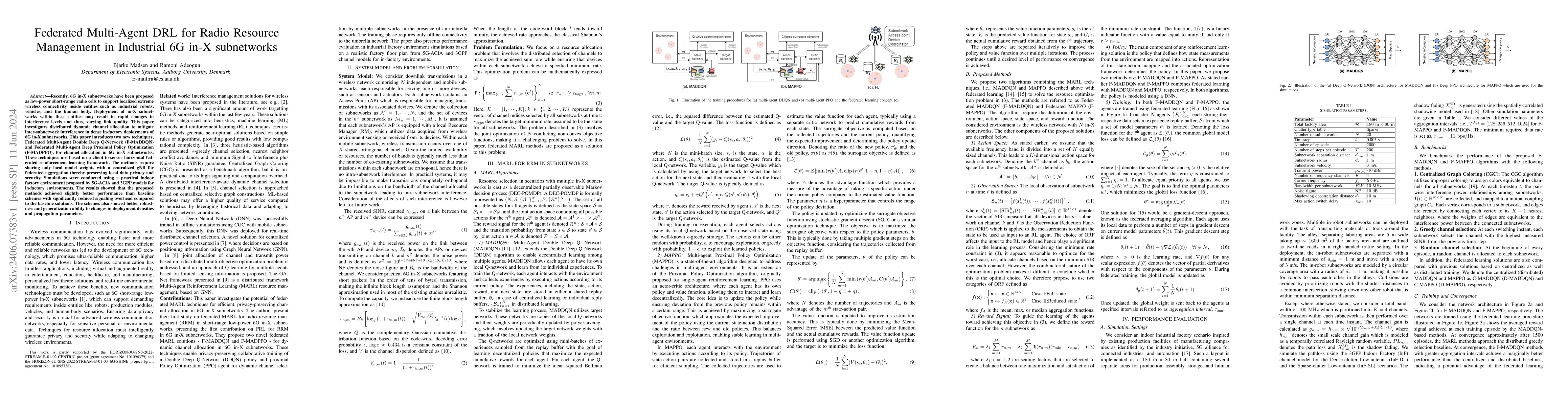 Thumbnail for Federated Multi-Agent DRL for Radio Resource Management in Industrial 6G
  in-X subnetworks