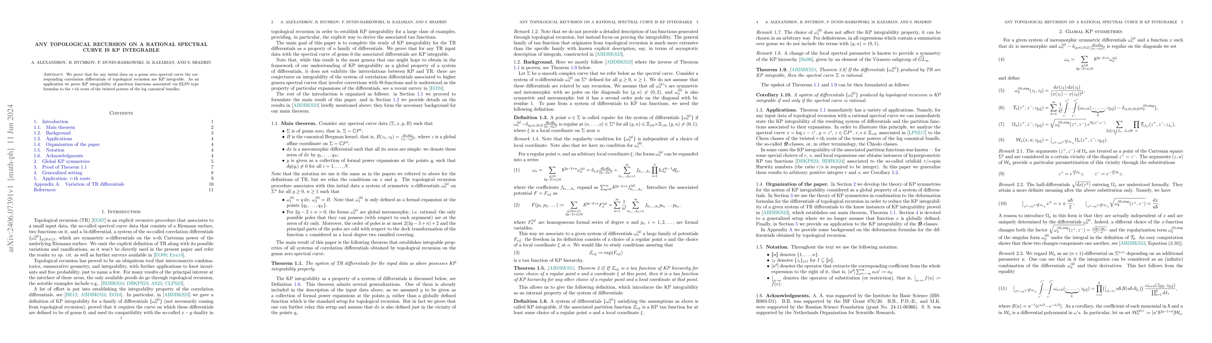 Thumbnail for Any topological recursion on a rational spectral curve is KP integrable