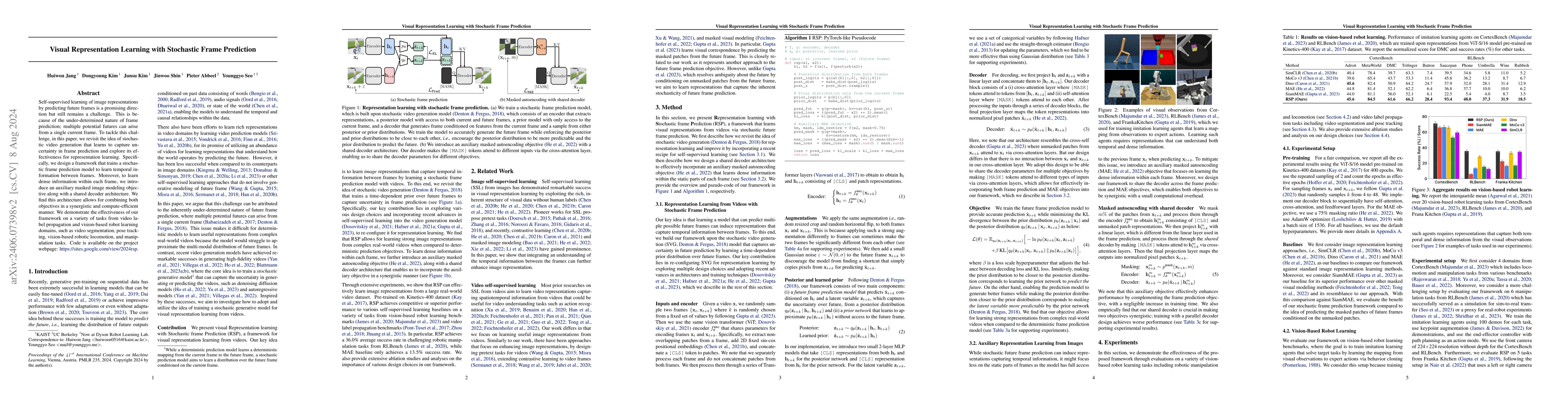 Thumbnail for Visual Representation Learning with Stochastic Frame Prediction