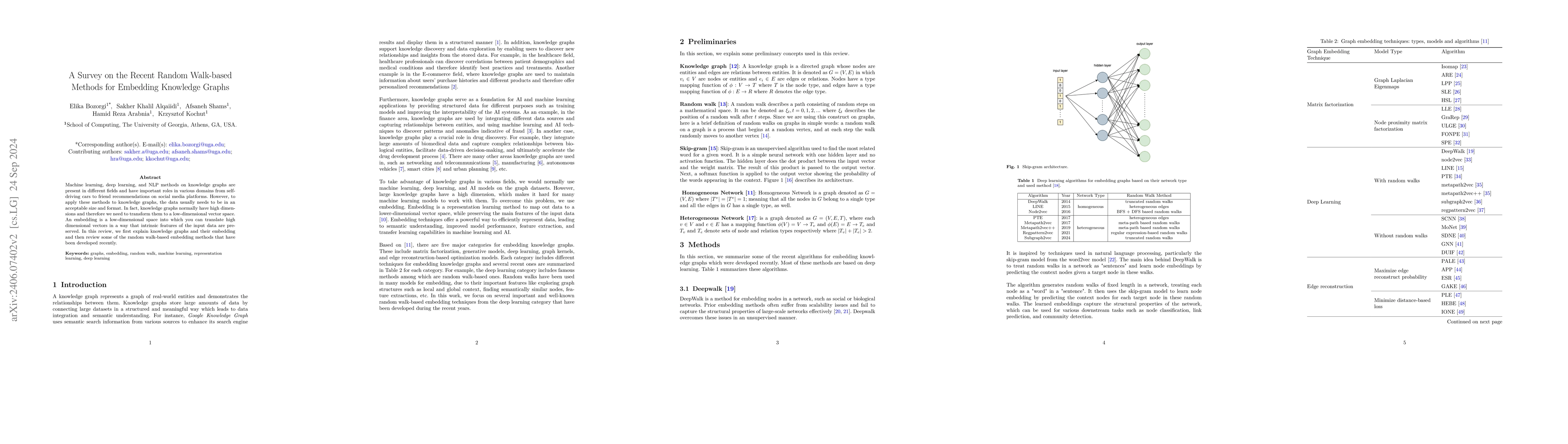 Thumbnail for A Survey on Recent Random Walk-based Methods for Embedding Knowledge
  Graphs