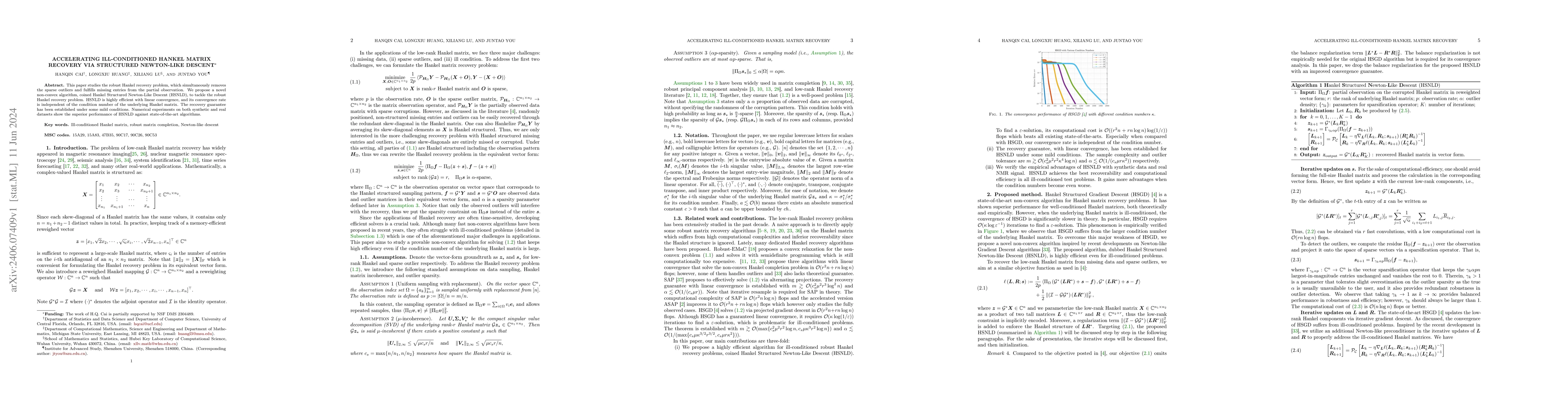 Thumbnail for Accelerating Ill-conditioned Hankel Matrix Recovery via Structured
  Newton-like Descent