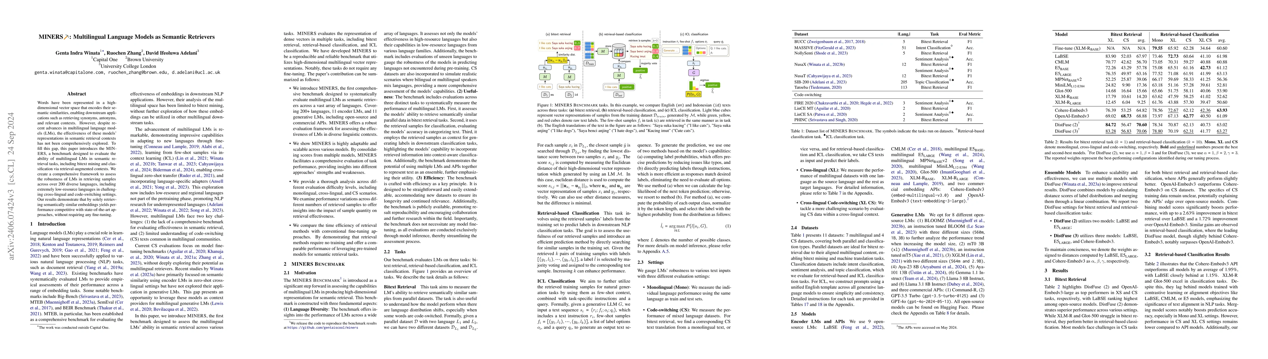 Thumbnail for MINERS: Multilingual Language Models as Semantic Retrievers