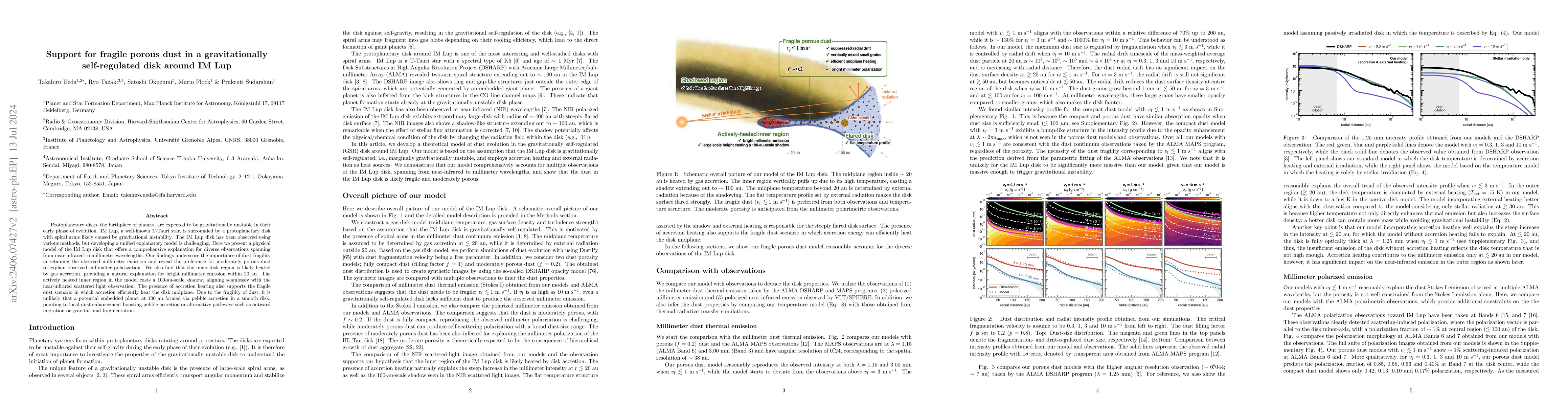 Thumbnail for Support for fragile porous dust in a gravitationally self-regulated disk
  around IM Lup
