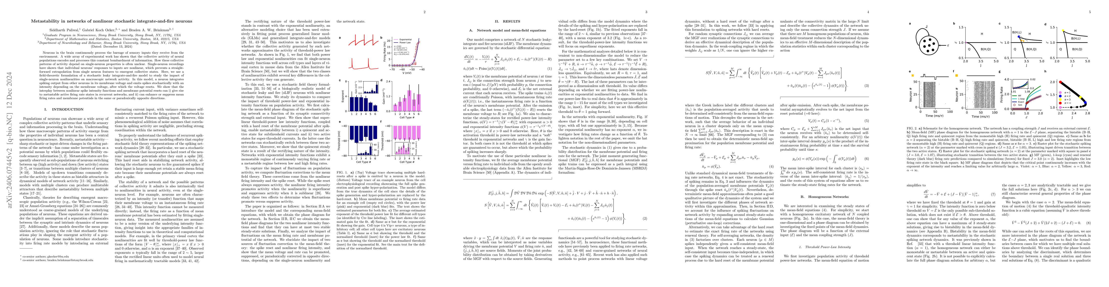 Thumbnail for Metastability in networks of nonlinear stochastic integrate-and-fire
  neurons