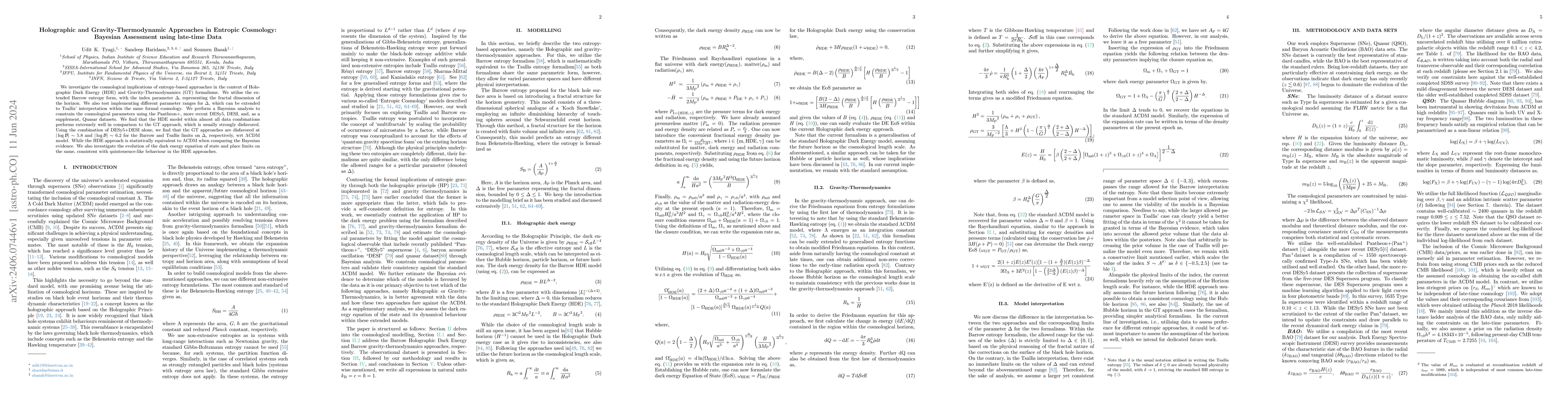 Thumbnail for Holographic and Gravity-Thermodynamic Approaches in Entropic Cosmology:
  Bayesian Assessment using late-time Data