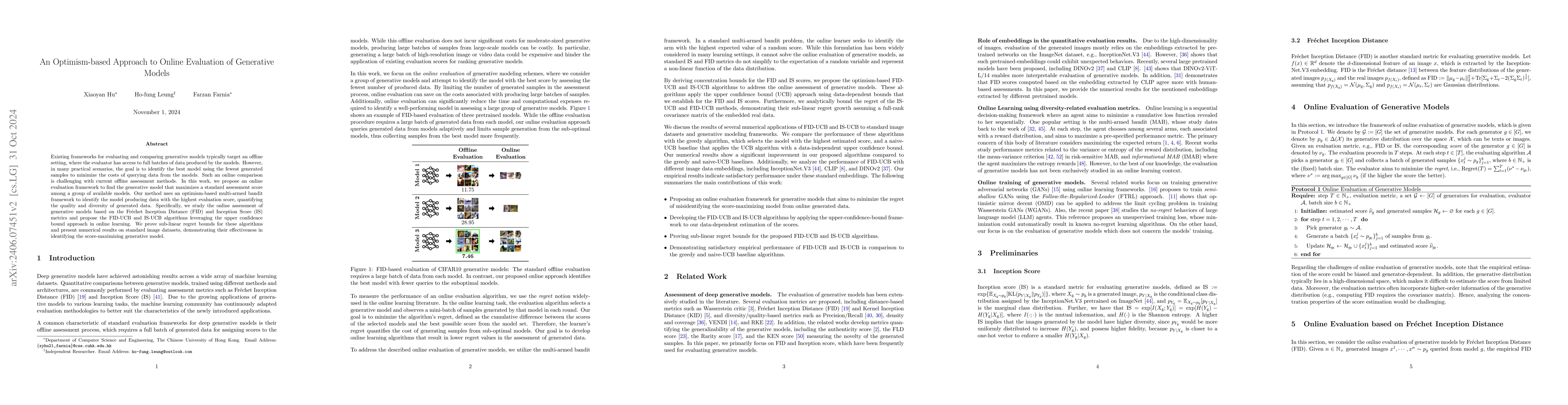 Thumbnail for An Optimism-based Approach to Online Evaluation of Generative Models