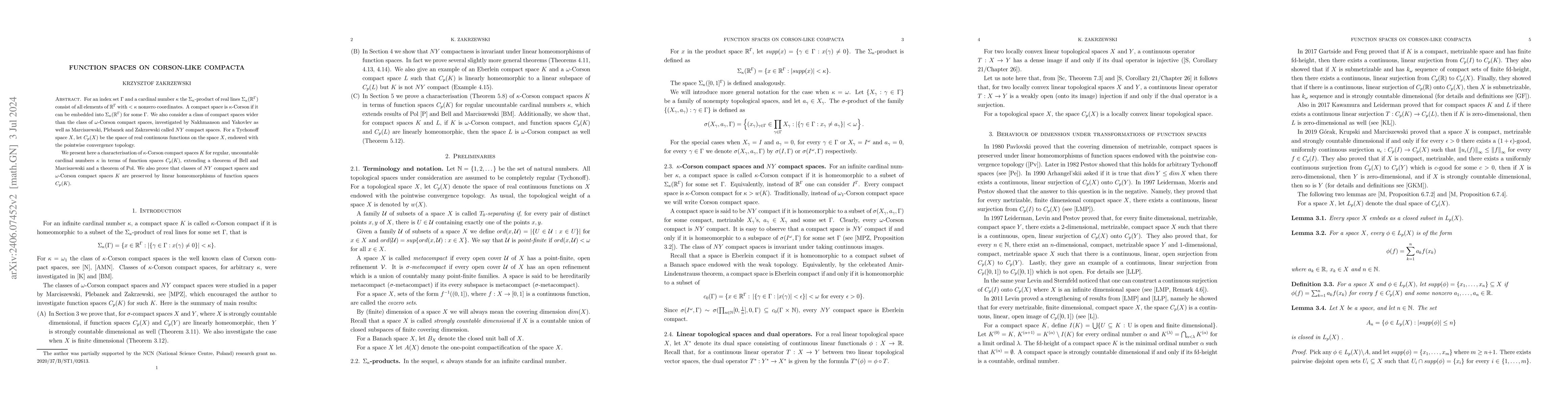 Thumbnail for Function spaces on Corson-like compacta