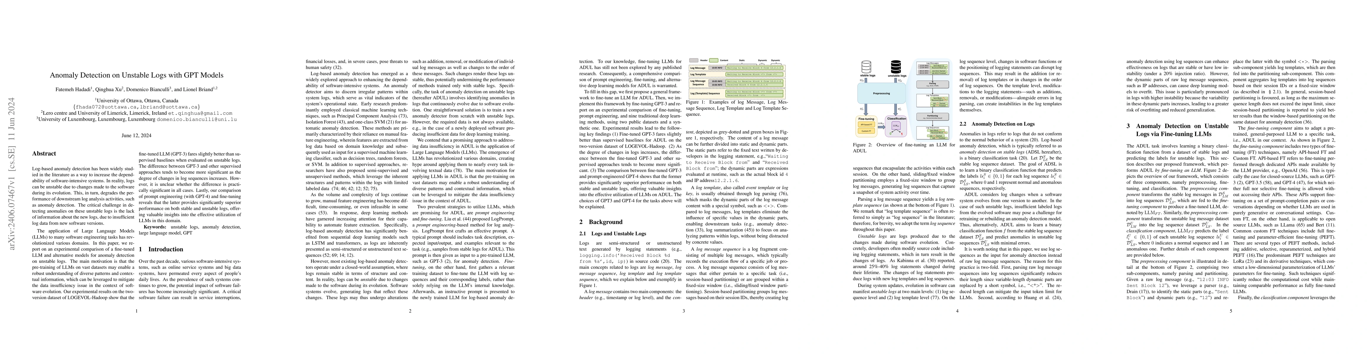 Thumbnail for Anomaly Detection on Unstable Logs with GPT Models