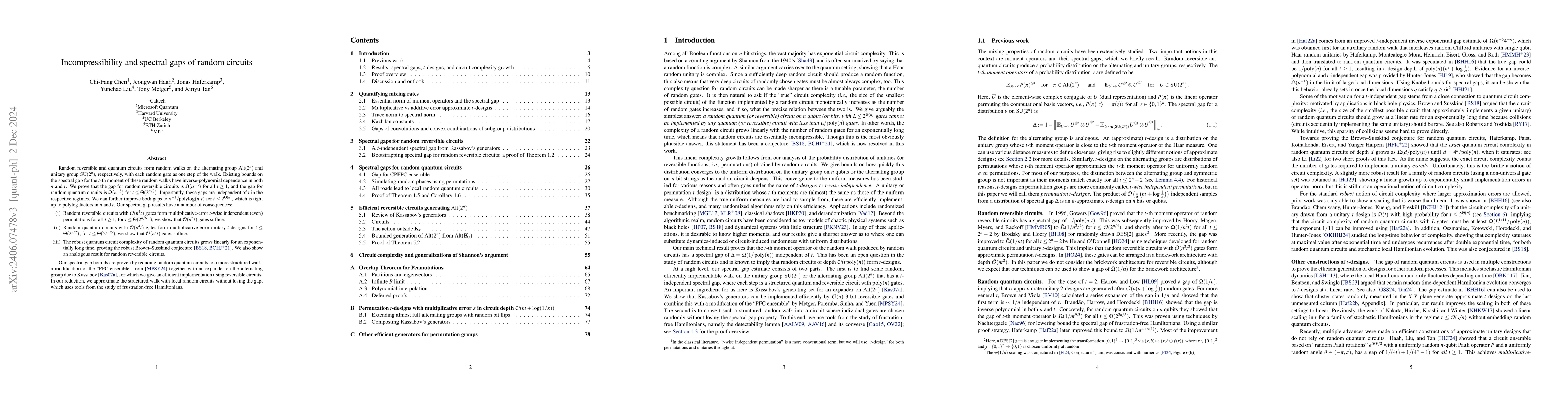 Thumbnail for Incompressibility and spectral gaps of random circuits