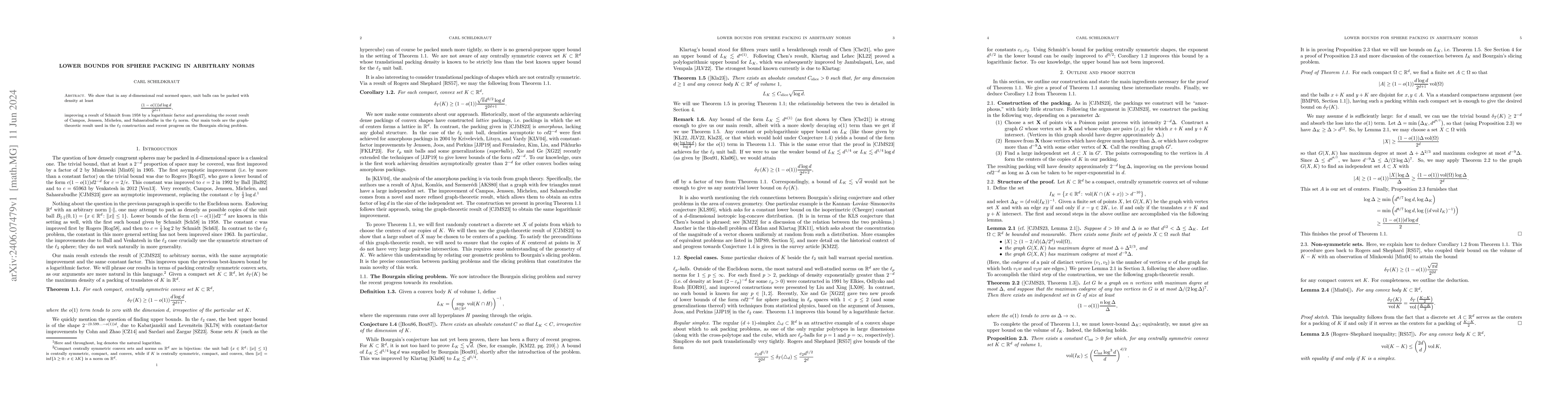 Thumbnail for Lower bounds for sphere packing in arbitrary norms