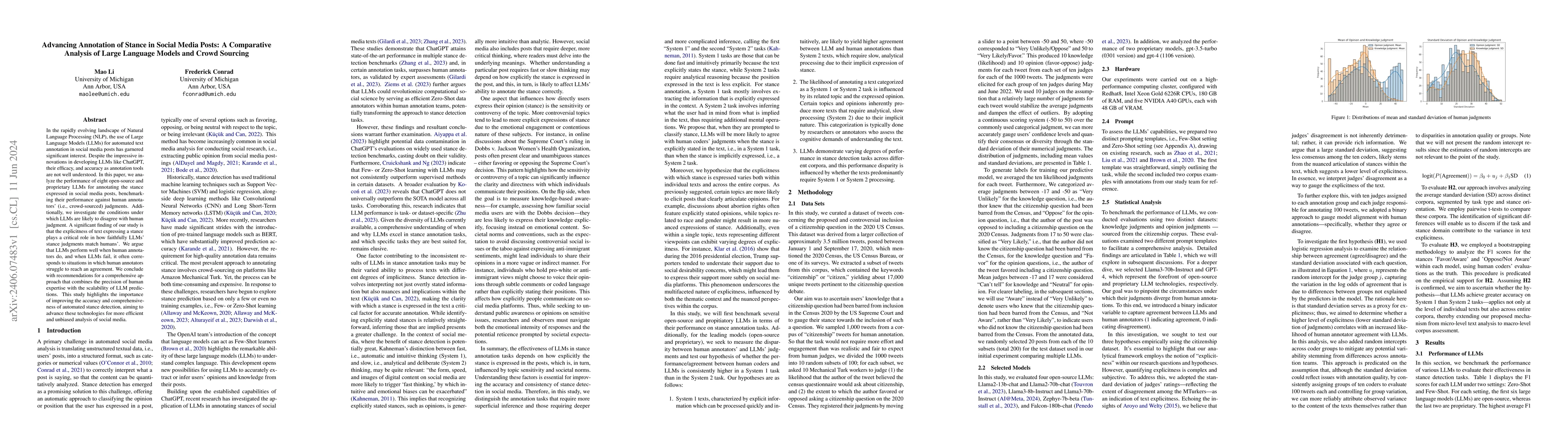 Thumbnail for Advancing Annotation of Stance in Social Media Posts: A Comparative
  Analysis of Large Language Models and Crowd Sourcing