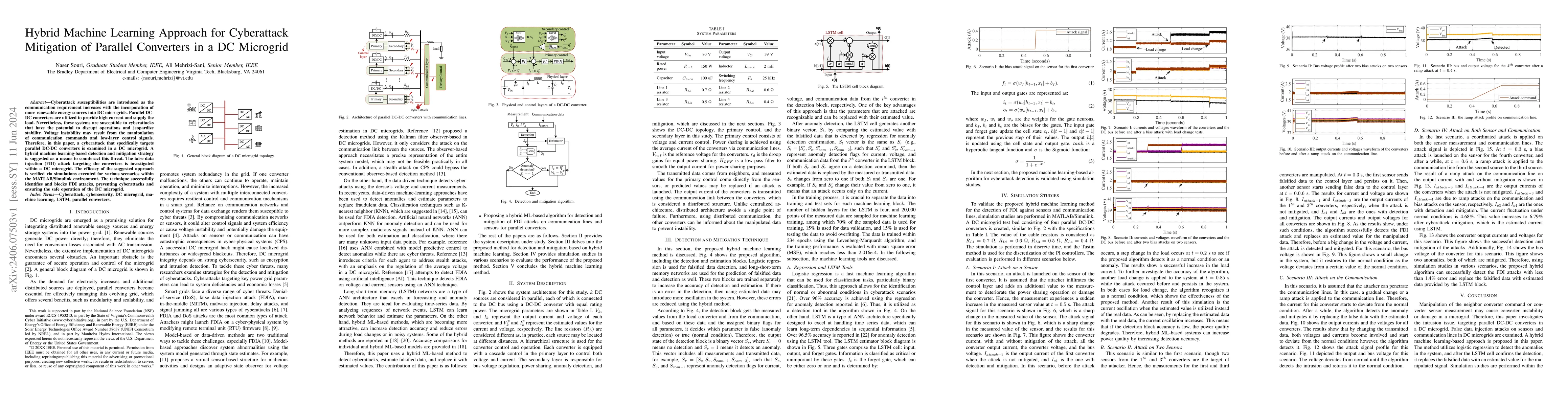 Thumbnail for Hybrid Machine Learning Approach for Cyberattack Mitigation of Parallel
  Converters in a DC Microgrid