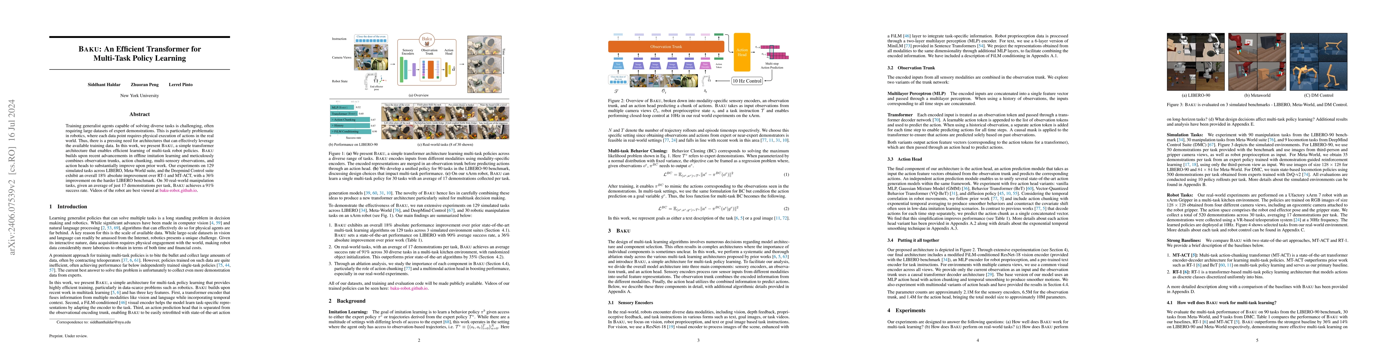 Thumbnail for BAKU: An Efficient Transformer for Multi-Task Policy Learning