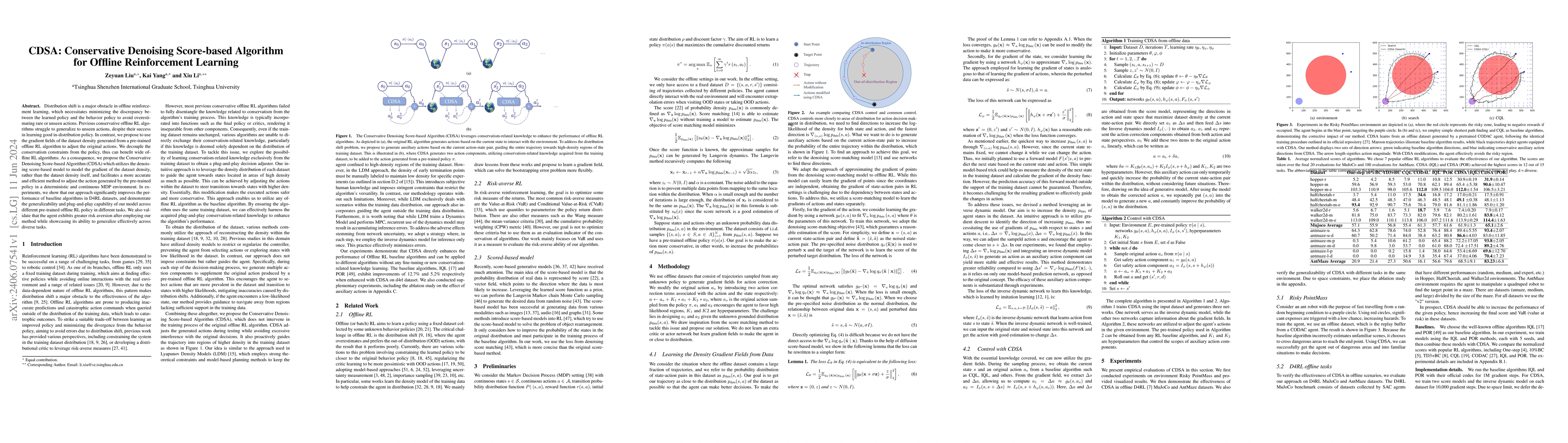 Thumbnail for CDSA: Conservative Denoising Score-based Algorithm for Offline
  Reinforcement Learning