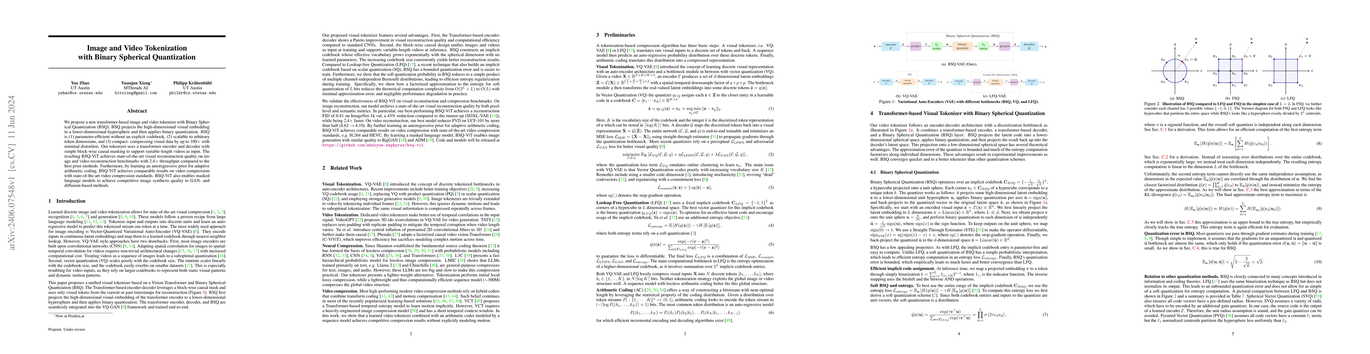 Thumbnail for Image and Video Tokenization with Binary Spherical Quantization